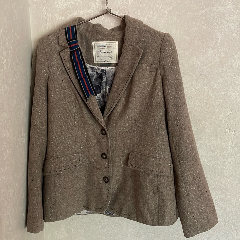 Anthropologie Cartonnier Frontrunner Equestrian Detailed Tweed Blazer 12 - Picture 2 of 12